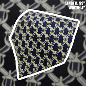 Jingyuan Tie Navy Blue Yellow Lyre Shield Geometric 100% Silk Tie Business 59"